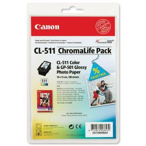  Чернильный картридж Canon CL-511 Color & GP-501 Glossy Photo Paper (2972B008)